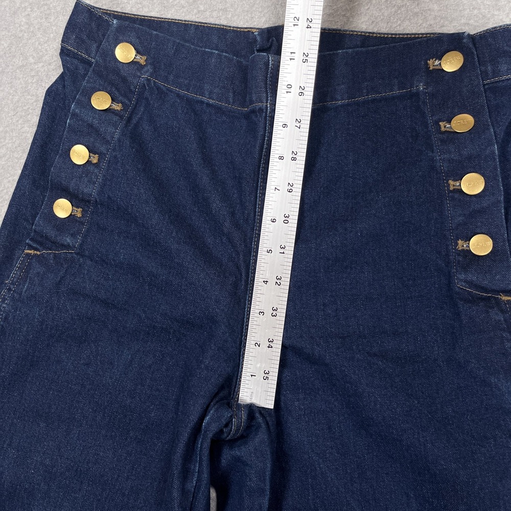 J.Crew Sailor Button Wide Leg Trouser Jeans Womens 27P (30x29) Dark Blue Denim - Picture 3 of 13